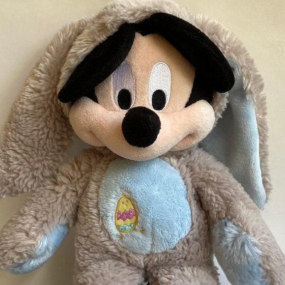 Disney Mickey Mouse Easter Bunny Stuffed Animal Plush Store Egg Gray Blue - Picture 1 of 10